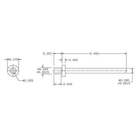 Concord Electronics COMM NON-INS PC PIN TERM, 0.451" L, 0.051" (L, 09-8463-1-03-1000 09-8463-1-03